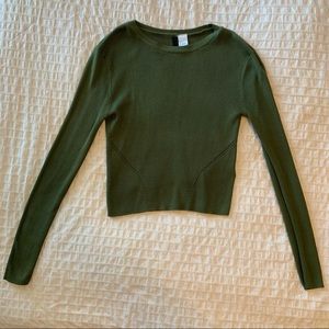 H&M Green Cropped Ribbed Sweater